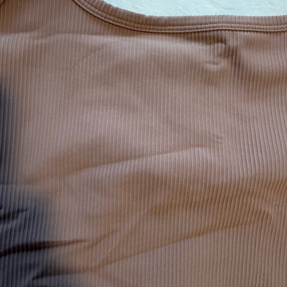 Brown Ribbed Crop Top - Picture 3 of 4